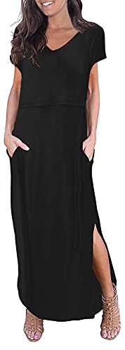 Smallshow Vestido De Lactancia para Mujer Vestido Largo Split Dress De Maternidad Black M