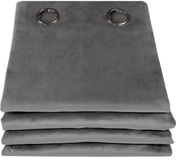 Moondream DecibelControl™ Cortina para Separar estancias 4en1 | Acústica | Térmica | Opaca | Aislante | Tecnología Patentada | Producción UE | Terciopelo | Ollaos | Gris MC09 | 135An x 250Al cm