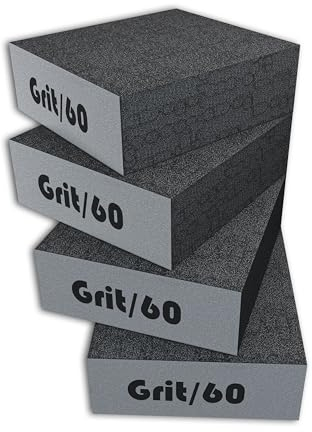 Creavvee 4 Bloques de Esponja de Lijado abrasivo con Doble Uso en húmedo y seco, Lavables y Reutilizables, Ideales para Pulido de Madera y Metal, Gris, 100 x 70 x 25 mm, tamaño de Grano 60
