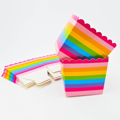 ZYOOO 12 Stück 6,5cm * 8cm Klein Pappbehälter Bunt Gestreiften Geeignet als Eisbecher, Popcorn Tüten, Cupcake Behälter für Eiscreme Party eine Babyparty，Gender Reveal,Baby Shower Party
