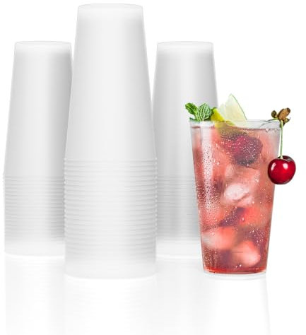Metionga 50 Vasos Plásticos Reutilizables para Fiestas, 480ml/16oz Party Cups para Todo Tipo de Bebidas