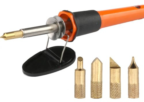 KKnoon Portable Soldering Iron Set 30W Carving Pyrography Tool Electric Solder Iron Handheld Welding Repairing Tools 7-in-1 Wood Embossing Burning Solder Pen Kit