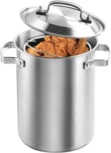 BTURYT 304 Pot D'asperges en Acier Inoxydable avec Panier À Frire, Pot À Frire, Pots À Soupe Haute, Poêle Tempura, Poulet Frit, Outils De Cuisine