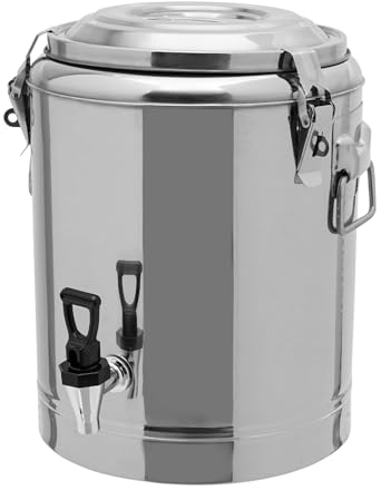 Récipient isotherme en acier inoxydable de 14 l avec robinet d'écoulement, récipient isotherme de transport avec fermeture à pression, pour aliments et boissons, thé glacé, lait, café