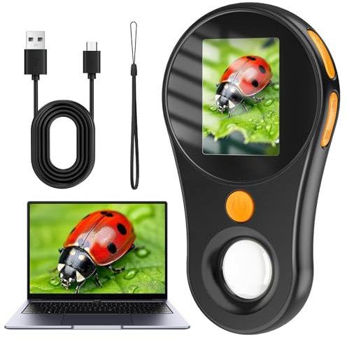 OUTACT Digital Mikroskop für Kinder, Tragbares Mikroskop，Taschenmikroskop mit 8 LEDs,500x mit Optischer Lupe, Outdoor Kinder Taschenmikroskop mit 4 Verstellstufen, mit Videoaufzeichnung