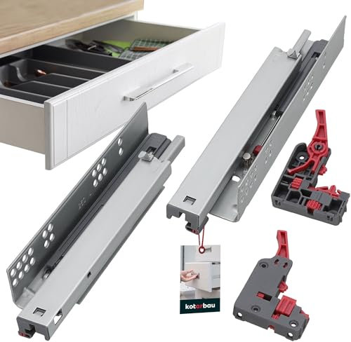 KOTARBAU® 1 Paar (2 St.) 3D Schubladenschienen Bodenmontage Vollauszug Softclose 250 mm Stahl Schubladenauszug Vollauszug Teleskopschienen Bodenmontage Vollauszug Schubladenauszüge unten montiert