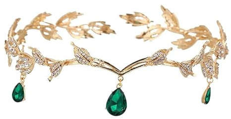 Grön strass krona vintage kristall bröllop krona diadem krona damer tiara hårsmycken pannband vackert mode bröllop brud pannband prinsessa kristall för kvinnor flickor klä upp fest, Damen, Legering,