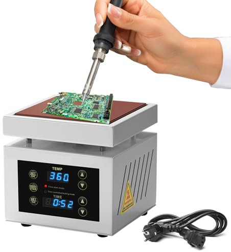 Lötstation Heizplatte, 350W Mikrocomputer Elektrische Heizplatte mit LED Anzeige Temperatur Einstell 0-400°C, 100X100mm Elektrische Löt Heizplatte Lötstation für Reparieren Handy Bildschirmen