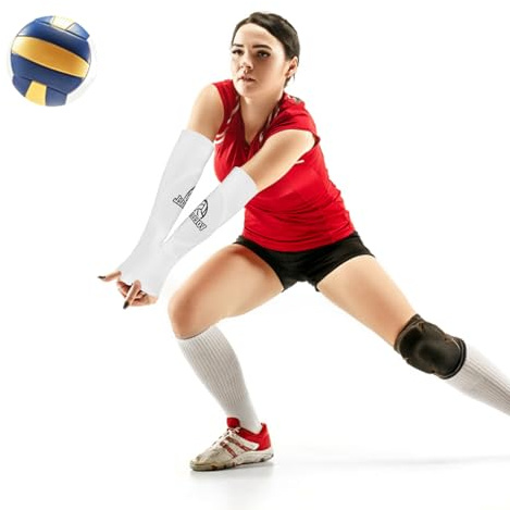 2 Pares Mangas para Brazo de Voleibol, Volleyball Mangas Protectoras para Brazos con Esponja Anticolisión y Orificio para el Pulgar, para Mujeres Hombres, M