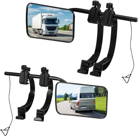 Specchietti da traino, specchietti retrovisori per roulotte, 2 pezzi di specchietti da traino per auto, specchietti per roulotte con cinghie, per roulotte, camper, tutti i tipi di veicoli comuni