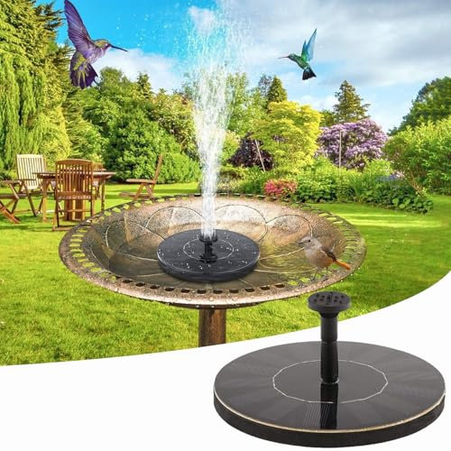 Fontaine solaire améliorée pour bain d'oiseaux – Fontaine à eau solaire avec 6 buses pour bains d'oiseaux, jardins, étangs et piscines – Décoration extérieure idéale