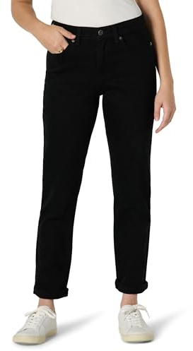 Amazon Essentials Jeans da Donna Elasticizzati Bassi a Vita Medio Alta Boyfriend Crop, Neri, 46