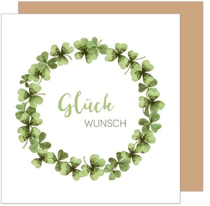 Edition Seidel Premium quadratische Glückwunschkarte zur Jugendweihe mit Umschlag. Jugendweihekarte Karte Grußkarte Junge Mädchen Jugendliche Kleeblätter Kranz (JWQ103 SW025)