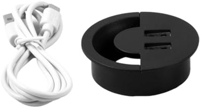 Cubierta de salida de cable de la puerta de la mesa de PC Escritorio redondo del cable de paso de cable de la línea 2 puertos USB para la organización electrónica del cable de escritorio