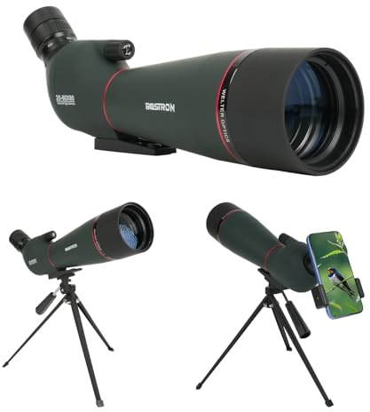 BOSTRON 20-60x80 Spotting Scope - Spotting Scopes with Tripod Phone Holder, BAK4 FMC Waterproof Spotter Scope for Bird Watching, Target Shooting, Stargazing Dark Green