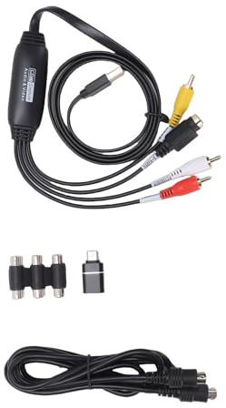 CHEOTIME Convertidor VHS a Digital, Tarjeta de Captura de Video USB 2.0 1080P, Grabador de Transferencia de Audio y Video AV a USB2.0, Convierte VHS analógico VCR DVD a