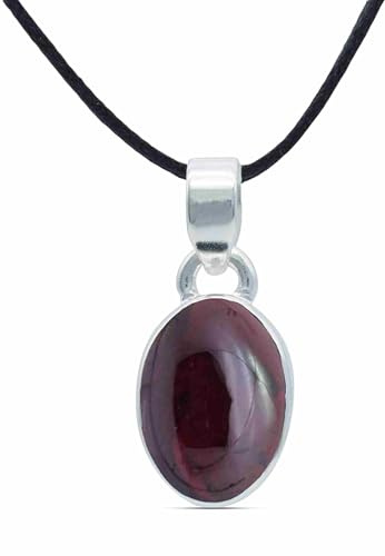 mantraroma Collier pendentif en argent 925 avec pierre précieuse rouge grenat, pendentif pour femme en argent sterling, cadeau (MAH-081-02)
