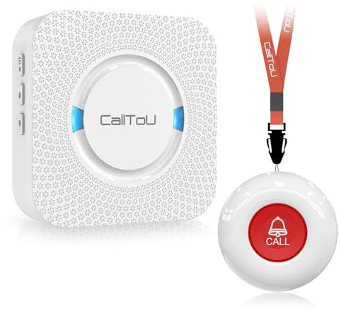 CallToU Wireless Personal Alarms for Elderly Call Button Panic Alarm 500ft Nurse Call Bell Patient SOS System for Home/Personal Caregiver Pager with 1 UK Plug-In Receiver 1 Waterproof Button