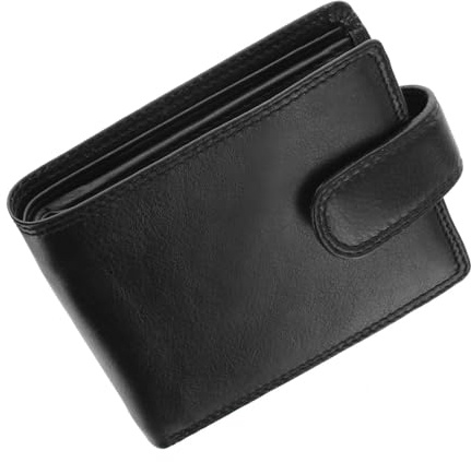 WEDMAY Mens Leather Wallet Genuine Leather, RFID Blocking Bifold Wallet for Men with Coin Pocket, Credit Card Holder & ID Window, Slim Mens Wallet with Gift Box, Black