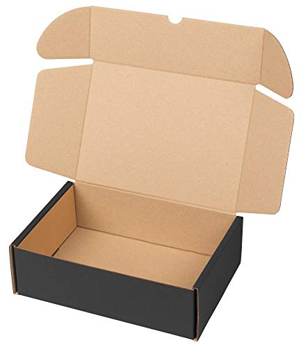 packer PRO Confezione da 25 scatole di cartone per spedizioni automatiche per e-commerce e regalo nere, piccole 25 x 18 x 8 cm