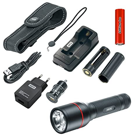 4K5 Tools PL 1000 Prolight Taschenlampe mit Holster (Leuchtkraft 1000 Lumen, 4 Leuchtstufen, mit Handschlaufe akkubetrieben)