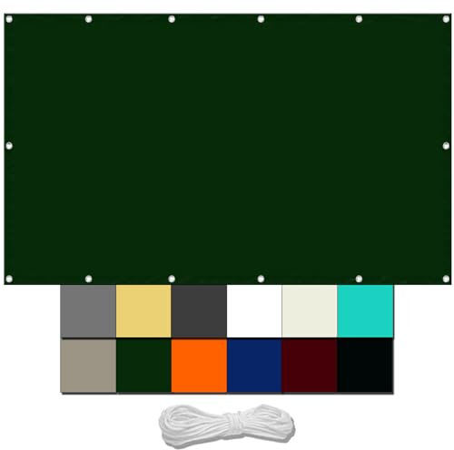 Garden Screening 2.4 x 2.4 m Waterproof Shade Cover With Free Rope UV Block Weather-Resistant with Grommets PES Polyester Sail Shades Fence Pergola Balcony, Dark Green