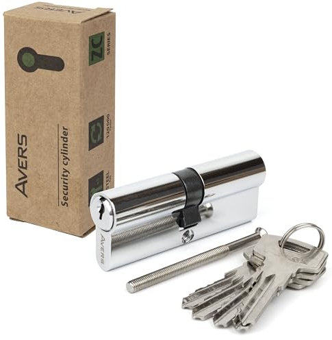 APECS Schließzylinder Sicherheitsschloss Wohnungstür Doppelzylinder 90 (45/45) mm mit 5 Schlüsseln Modell AVERS ZC-90(45/45) Chrom