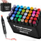 Tongfushop Rotulador de 40 Colores, Rotuladores Alcohol 2S Secado Rápido, Marcadores Permanent Doble Punta con Bolsa de Almacenamiento y Espaciador para Bocetos, Cómics, Colorear, Ilustrar, Esbozar