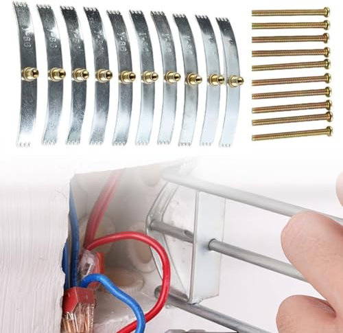 10 ganci a vite per presa di interruttore, clip di riparazione per scatola posteriore della presa a muro, asta di supporto per cassetta a vite gancio in acciaio per fissaggio scatola di giunzione