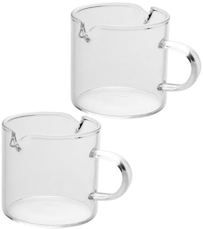 BUGUUYO 2pièces Verres à Expresso Verre Transparent Double Bec Verseur Pour Café Desserts Pichets à Lait Résistants Aux Chocs Thermiques