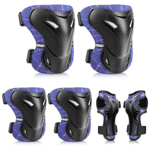 YooxArmor Adjustable Kids/Toddler/Children Knee Pads Elbow Pads Wrist Guards Set for 3-6-13 Years Boys Girls,Child Safety Protective Gear Set for Roller Skates,Bike,Cycling, Skateboard, Scooter