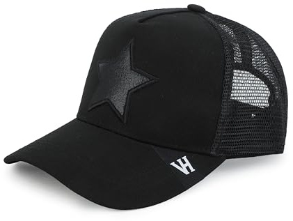 VINTAGE HAVANA Trucker Hats Women | Mesh Adjustable Snapback Hat | Men & Women Cute Trendy Fashion Baseball Cap One Size Black/Black