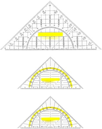 HUVZOR Confezione da 3 righelli triangolari trasparenti, squadrette nautiche,squadretta nautica,disegno squadrette nautiche matematica righello bambino triangolo geometrico,squadretta