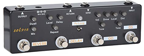 VGEBY Gitarreffekter Pedal med 5 Lägen Reverb Fördröjning Fx Loop Distorsion Overdrive Metal Svart