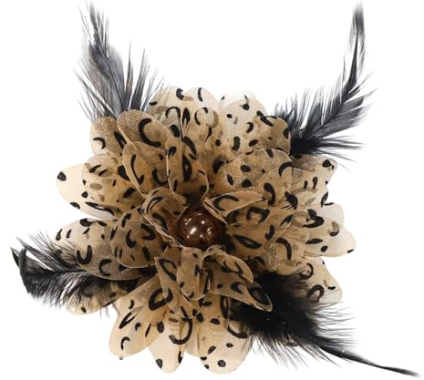 ZenithBurst Spilla a forma di leopardo, con perle di fiori, in organza, 120 mm, per donne, abito da sposa, abito da sposa