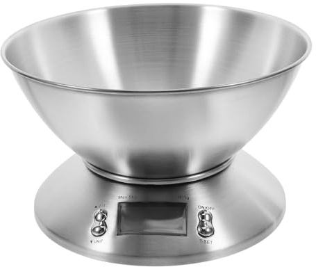 MOLUCKFU Bilancia da Cucina Digitale in Acciaio Inox 5000g Display Lcd, Bilancia Elettronica Domestica e Commerciale, Scala Espressa Compatta per Alimenti e Negozi al Dettaglio
