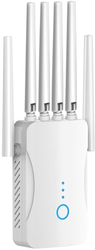 Repetidor WiFi Potente con 6 Antenas, Amplificador Señal WiFi Largo Alcance, Extensor WiFi Soporta 64 Dispositivos, Modos (Repetidor, Ap), Cobertura hasta 300 m², para Casa y Oficina