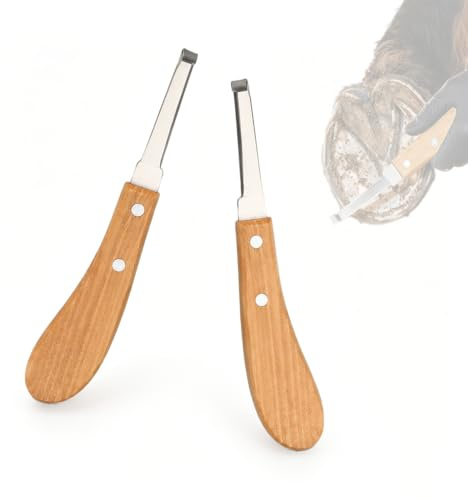 Raspador de Pezuñas Ergonómico, 2 Piezas de 21.3 cm, Cuchillo para Pezuñas con Mango Ergonómico, Adecuado para Diestros y Zurdos, Herramienta de Cuidado para Bovinos, Ovinos y Caballos