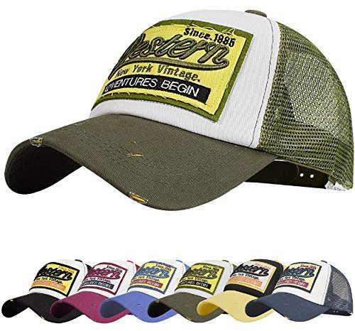 UMIPUBO Gorra de béisbol para Hombre Ajustable Classic Mesh Gorra Unisex molienda Borde Haga Viejo Sombrero (Verde ejército)