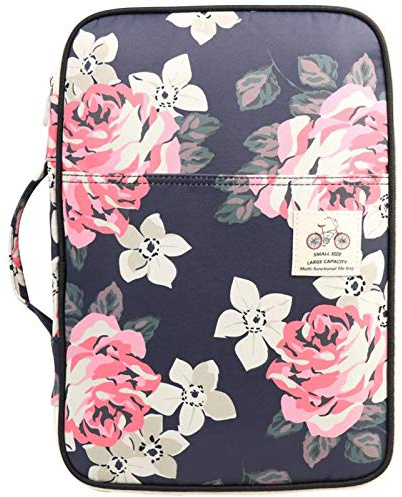 JAKAGO Portfolio Business padfolio intelligent mapp A4 folio vattentätt dokument organiserare konferens mapp pad fodral fodral, Flower02, M, modern