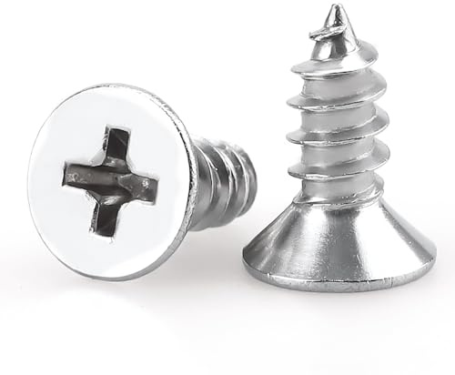 #6 x 3/8 (100 pcs) Flat Head Sheet Metal Screws, 304 Stainless Steel (18-8), Phillips Drive, Self Tapping, Corrosion Resistant Screws for Wood, Sheet Metal and More
