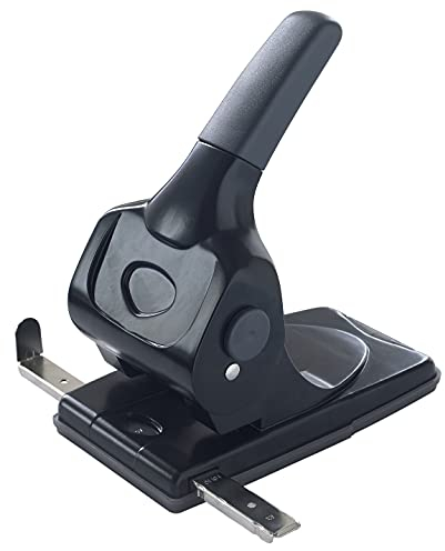 D.RECT 418 Locher groß | 65 Blatt | Anschlagschiene mit Formatvorgaben | Registraturlocher Bürolocher Registraturlocher Papierlocher | 2-fach Hochleistungs Lochung schwarz