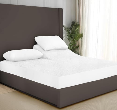 100% Terry Cotton Split Top Queen 28 Mattress Protector for Adjustable Bed- Flex Mattress Cover Ultra Soft Durable Waterproof Breathable Machine Washable Fitted Sheet Fits up to 12'' Deep Pocket