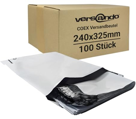 versando Folien Versandbeutel Versandtaschen blickdicht Folie Plastik selbstklebend 24 x32,5 cm - 100 Stück