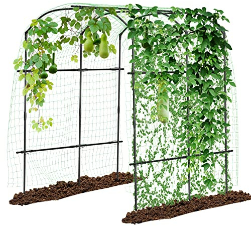 DoCred Tall Garden Arch Trellis for Climbing Plants, 87in Tall Metal Plant Support Trellis Archway for Climbing Vine Vegetable/Fruit/Flower Outdoor Yard Lawn Garden Arch Tunnel Trellis
