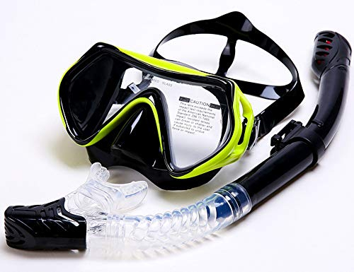 GeRRiT Taucherbrille Schnorchelmaske Silikon Schwimmbrille Set Full Dry Schnorchel Erwachsene Großer Rahmen Gehärtetes Glas Taucherbrille Herren und Damen Schnorchelausrüstung mit Nasenmaske