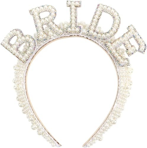 Cerchietto Bride, Fasce di perle finte, Cerchietto per Capelli con Perle Bianche, Coroncina Bride, Accessori Bride, Decorazioni Sposa per Matrimoni, Addio al Celibato e Serate con Amiche