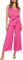 FANCYINN Damen Sommer Zweiteiliges Outfit Jumpsuit Festlich Hochzeit Lang Hosenanzug Ärmelloses Rundhals Tanktop Gekürzte Weites Bein Hose Playsuit Rose Rot M