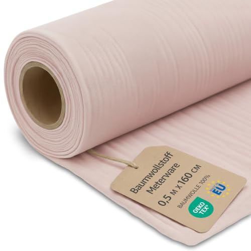 Tessuto al metro cotone 0,5M x 160 cm - Tessuti e stoffe per cucito creativo decorazione e fai da te Stoffa ideali per abbigliamento arredamento Oeko-Tex 9. Rosa sporco