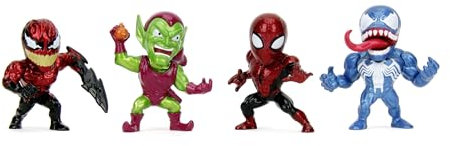 Jada Toys Marvel Spider-Man Figur (1 Stück) - 1 von 4 Sammelfiguren aus Metall (Spider-Man, Venom, Green Goblin oder Toxin) für Fans und Sammler ab 8 Jahre, Welle 3, Auswahl per Zufallslos, 6,5cm
